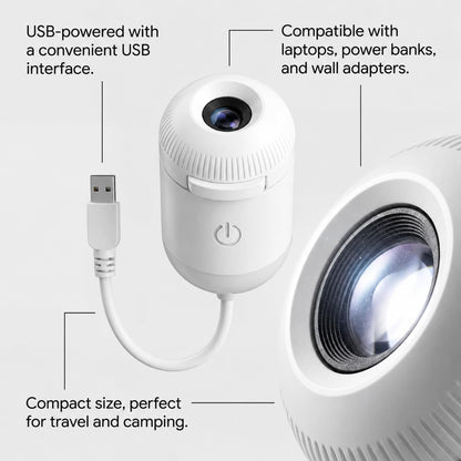 2-in-1 Galaxy Projector Night Light, USB Starry Sky Projector (1 Slide) | Mini LED Galaxy Projector with Adjustable Brightness, 360° Moon Projection, USB Powered for Bedroom & Room Decor.