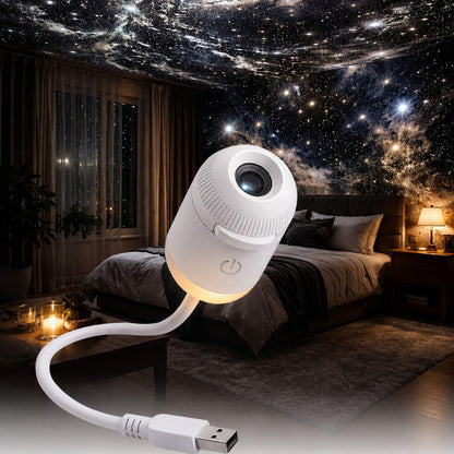 2-in-1 Galaxy Projector Night Light, USB Starry Sky Projector (1 Slide) | Mini LED Galaxy Projector with Adjustable Brightness, 360° Moon Projection, USB Powered for Bedroom & Room Decor.