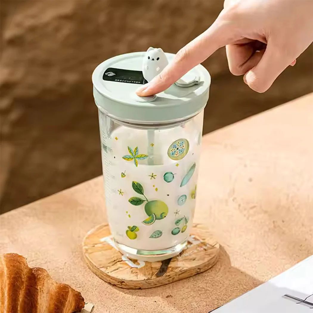 Self-Stirring Glass Sipper – Portable, Stylish, and Effortless Mixing 500ML