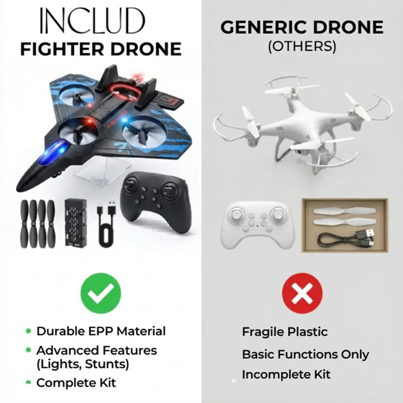 Remote Control Star Fighter Plane with Bright LED Lights Wireless Controller Stable Flying RC Toy for Kids