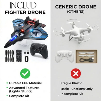 Remote Control Star Fighter Plane with Bright LED Lights Wireless Controller Stable Flying RC Toy for Kids
